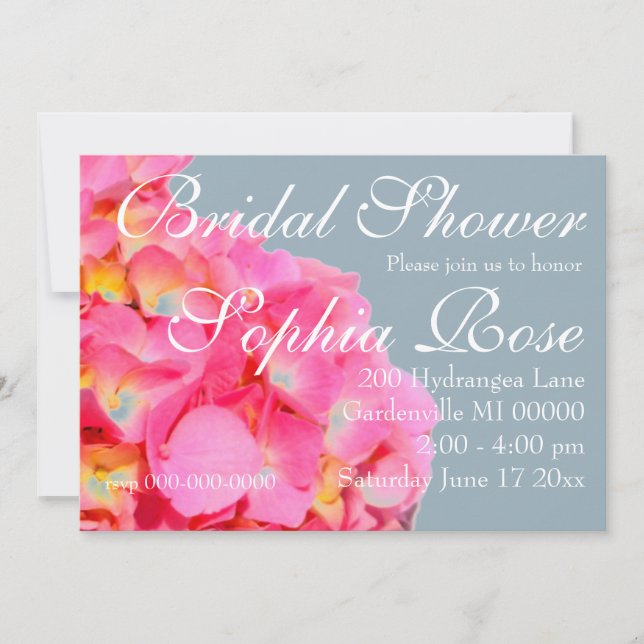 Rosa Hydrangea Rosa Blume Rosa Blüte Einladung (Vorderseite)