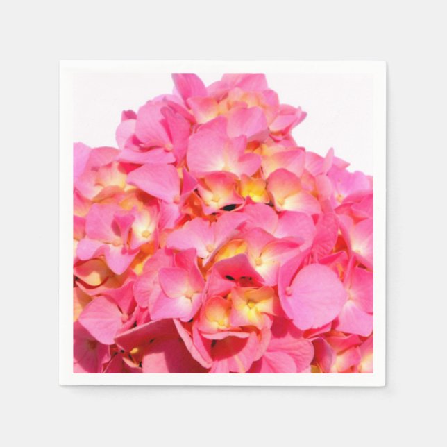 Rosa Hydrangea Rosa Blume Serviette (Vorderseite)