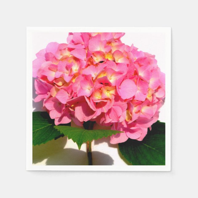 Rosa Hydrangea Rosa Blume Serviette (Vorderseite)