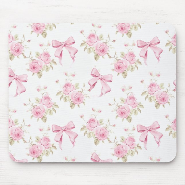 Rosa Hydrangea-Schleife-Mauspad Mousepad (Vorne)