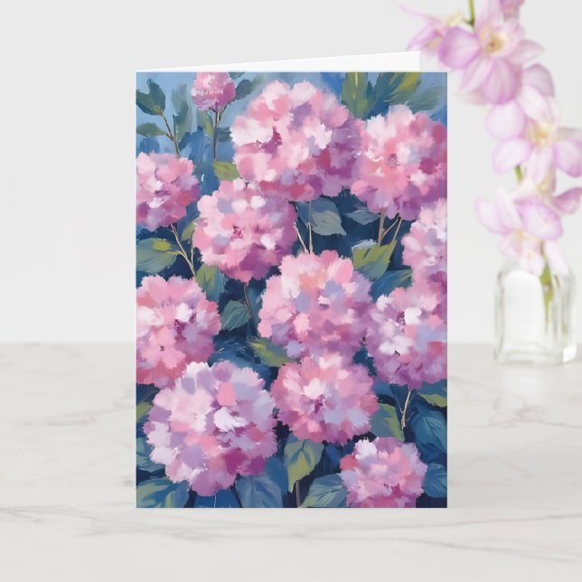 Rosa Hydrangeen Blumig Karte (Orchidee)