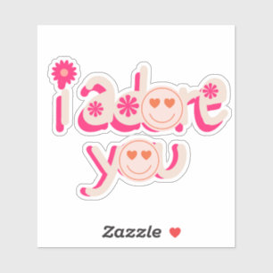 Rosa "i adore you" Smiley Sticker