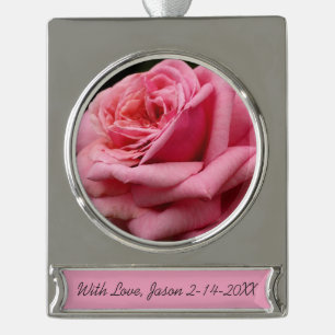 Rosa I Hübsche Blumenfotografie Banner-Ornament Silber