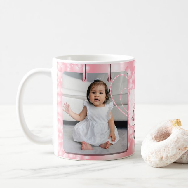 Rosa I Liebe Foto und Name meiner Tochter Kaffeetasse (Mit Donut)