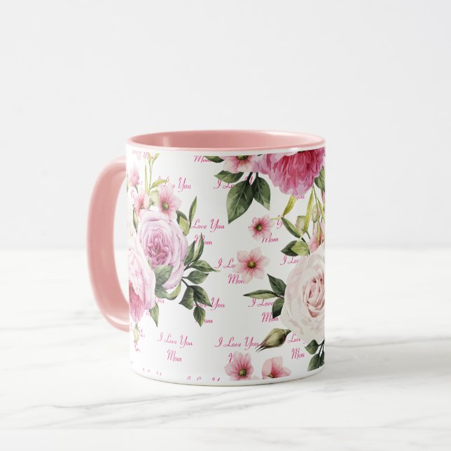 Rosa I Liebe Mama Tasse (Vorderseite Links)