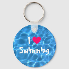 Rosa I Liebe Schwimmbad Blau Schwimmbad Schlüsselanhänger