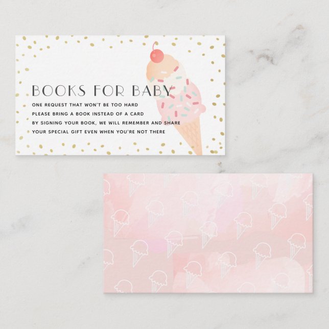 Rosa Ice Cream Gold Babydusche Buchungsanfrage Begleitkarte (Vorne/Hinten)