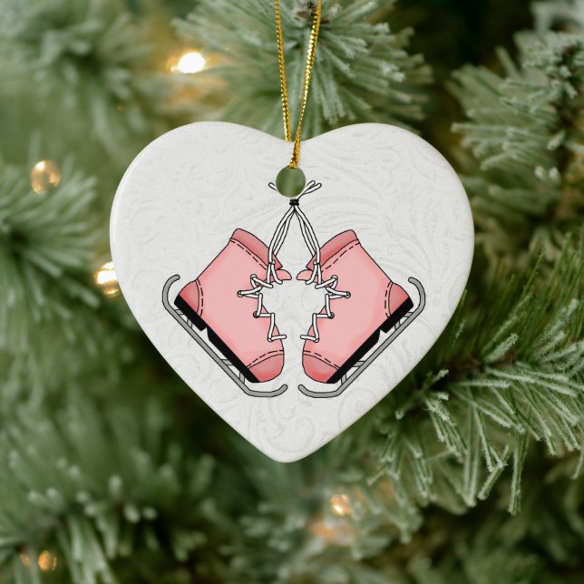 Rosa Ice-Skate für den Skater Abbildung ~ Keramik Ornament (Baum)