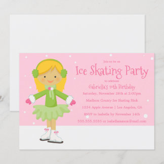 Rosa Ice Skaten | Geburtstagsparty Einladung