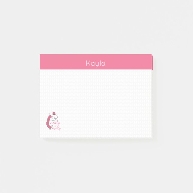 Rosa Ich fühle mich knitty, so knett Post-it Klebezettel (Vorderseite)
