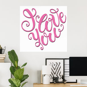 Rosa Ich liebe dich Poster
