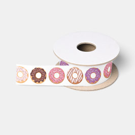 Rosa Icierte Donuts mit Sprinklen-Muster-Party Satinband