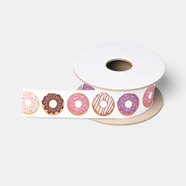 Rosa Icierte Donuts mit Sprinklen-Muster-Party Satinband (Spule)