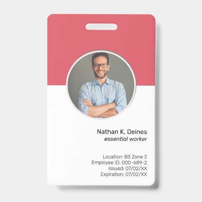 rosa ID | Mitarbeiter Foto ID Company Security Ausweis (Vorderseite)