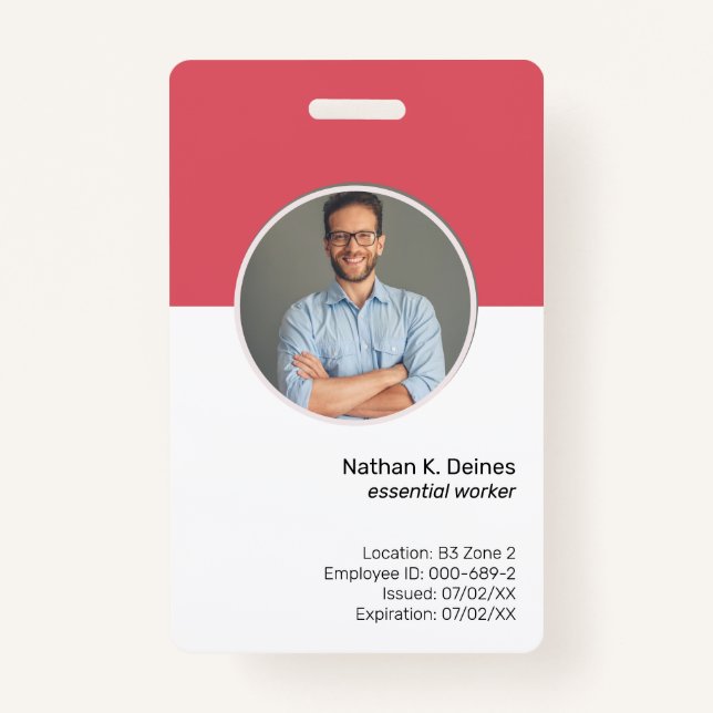 rosa ID | Mitarbeiter Foto ID Company Security Ausweis (Vorderseite)