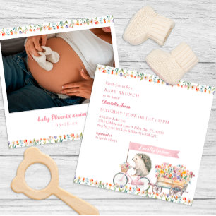 Rosa Igel Baby Dusche Foto Einladung