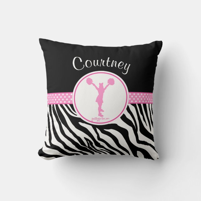 Rosa Ihr Name Zebra Print Chef / Pop Kissen (Vorderseite)