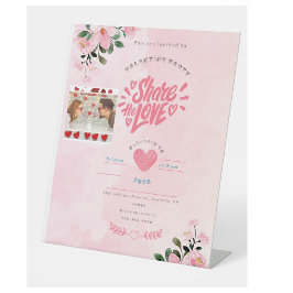 rosa Illustrationsvalentin-Tageskarte Sockelschild