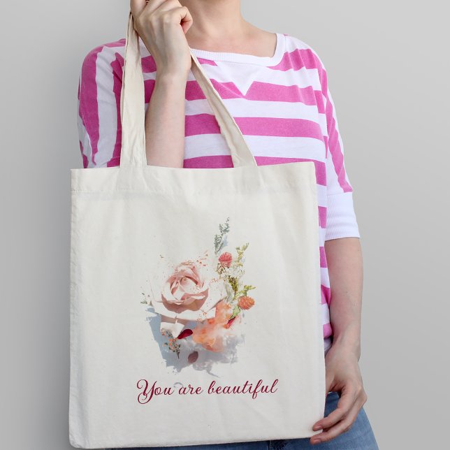 Rosa-Illustratorin Tote-Beutel Tragetasche (Pink rose illustrator Tote Bag
)