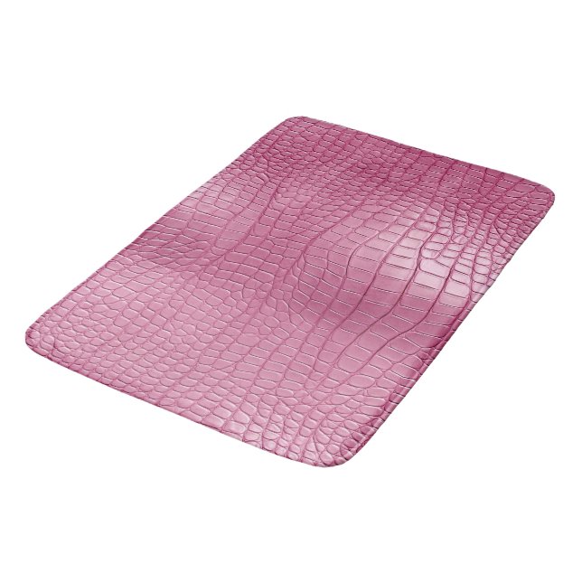 Rosa Imitate Alligator Animal Print Badematte (Schrägansicht)