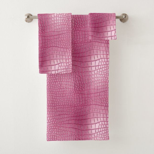 Rosa Imitate Alligator Animal Print Badhandtuch Set (Insitu)