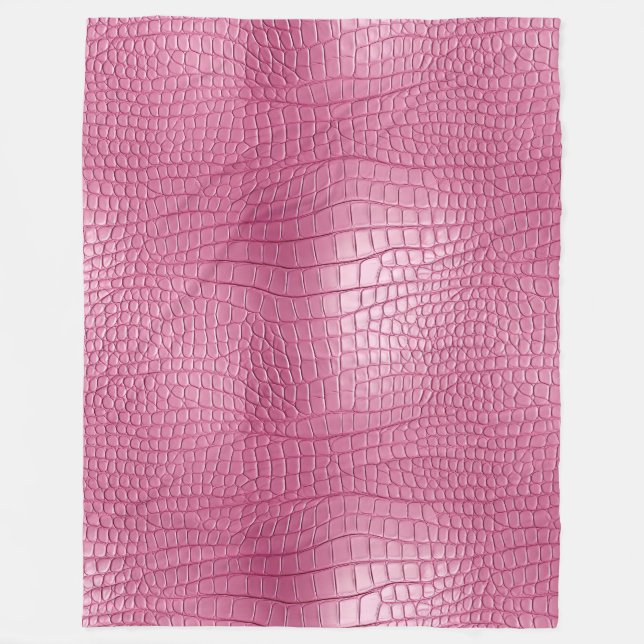 Rosa Imitate Alligator Animal Print Fleecedecke (Vorderseite)