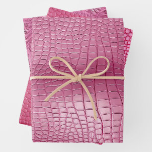 Rosa Imitate Alligator Animal Print Geschenkpapier Set