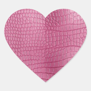 Rosa Imitate Alligator Animal Print Herz-Aufkleber