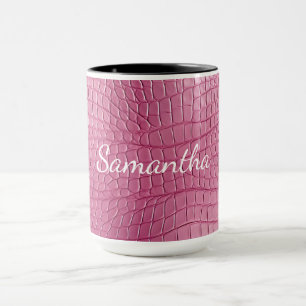 Rosa Imitate Alligator Animal Print Tasse