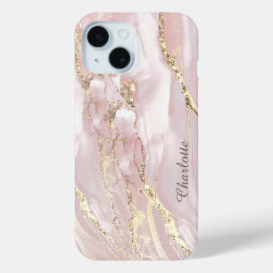 Rosa Imitate aus flüssigem Marmor, Goldfolie Case-Mate iPhone Hülle