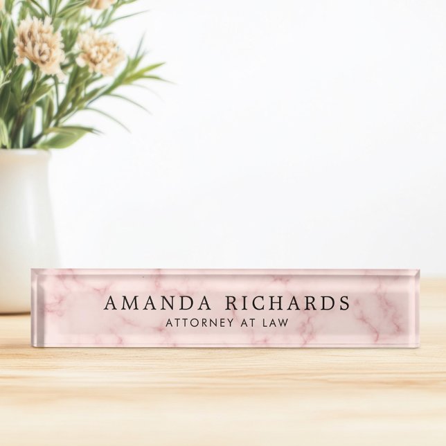 Rosa Imitate aus Rosa Namensplakette (Blush pink faux marble desk name plate)