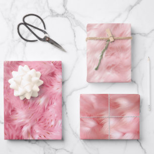 Rosa Imitate Fur Geschenkpapier Set