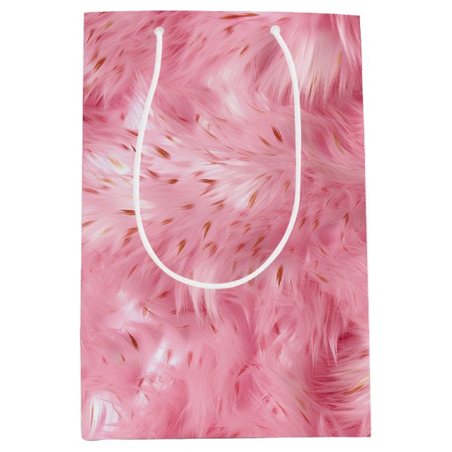 Rosa Imitate Fur Mittlere Geschenktüte (Vorderseite)