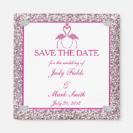 Rosa Imitate Glitzer Flamingo Speichern Sie das Da Magnet