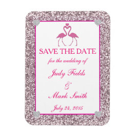 Rosa Imitate Glitzer Flamingo Speichern Sie das Da Magnet