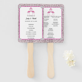 Rosa Imitate Glitzer Flamingo Wedding Program Fans Fächer