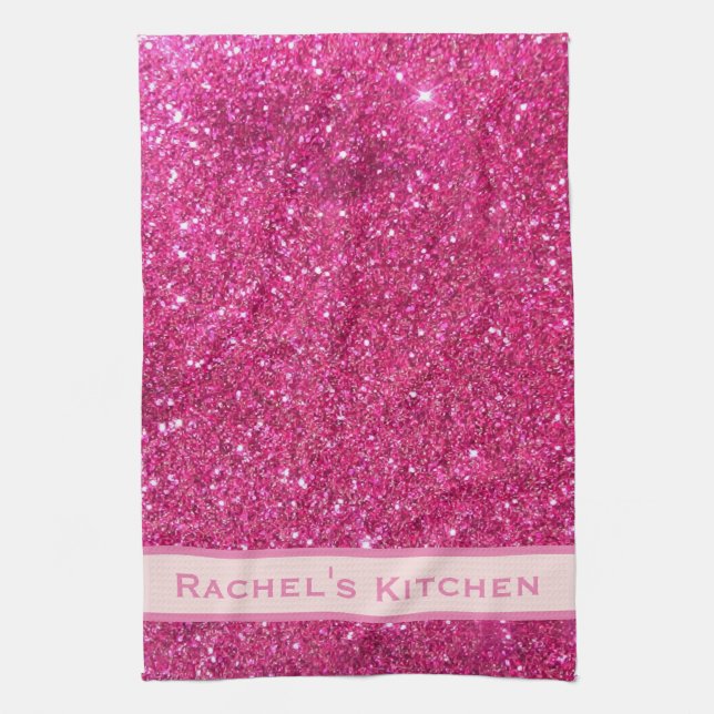 Rosa Imitate Glitzer Girly Chic Küchenhandtücher H Geschirrtuch (Vertikal)