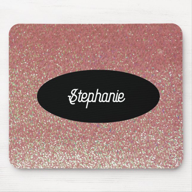 Rosa Imitate Glitzer Individuelle Name Mousepad (Vorne)