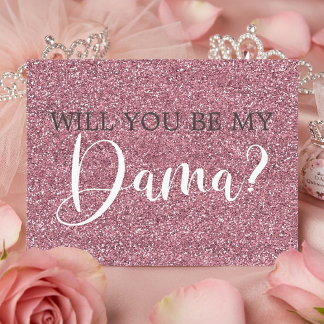 Rosa Imitate Glitzer Quinceanera Dama Vorschlag Einladungspostkarte