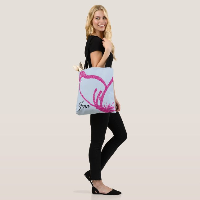 Rosa Imitate Glitzern Butterfly Tasche (Am Model)