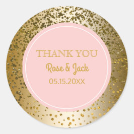 Rosa Imitate Gold Glitzer Gastgeschenk Hochzeit Runder Aufkleber