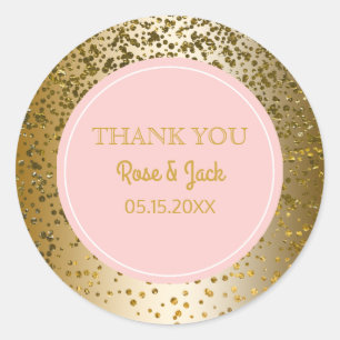 Rosa Imitate Gold Glitzer Gastgeschenk Hochzeit Runder Aufkleber