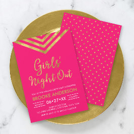Rosa Imitate Gold Moderne Zickzack Girls Nacht Out Einladung