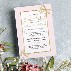 Rosa Imitate Goldbogen Glitzer Sweet 16 Einladung