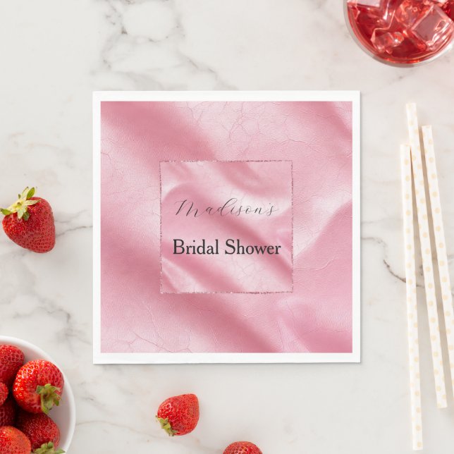 Rosa Imitate Leder Brautparty Serviette (Beispiel)