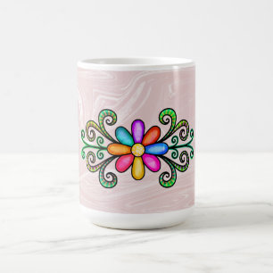 Rosa Imitate Marmor & Doodles Kaffeetasse