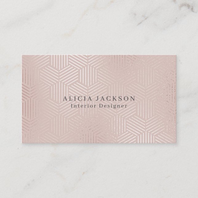 Rosa Imitate Rose Gold Glam Räume Designer Visitenkarte (Vorderseite)
