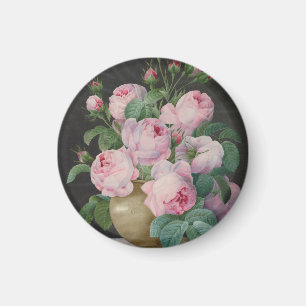 Rosa in einer Vase – Pierre Joseph Redouté Magnet