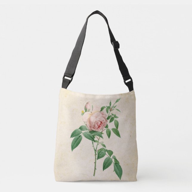 Rosa indica dugrans botanische Abbildung Tragetaschen Mit Langen Trägern (Vorderseite)