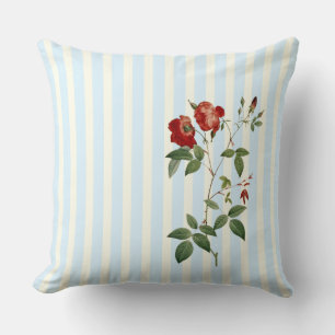 Rosa indica Elfenbein & Blue Strip Kissen